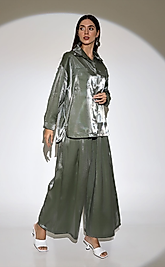 Parlak Kumaş pantolon  Kadın Takım