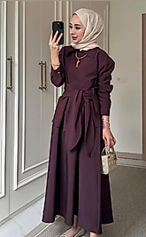 Bağlama Detaylı Tunikli Taş Rengi Kadın İkili Takım