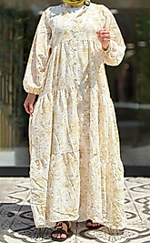 Pastoral Desen Kadın Elbise Sarı