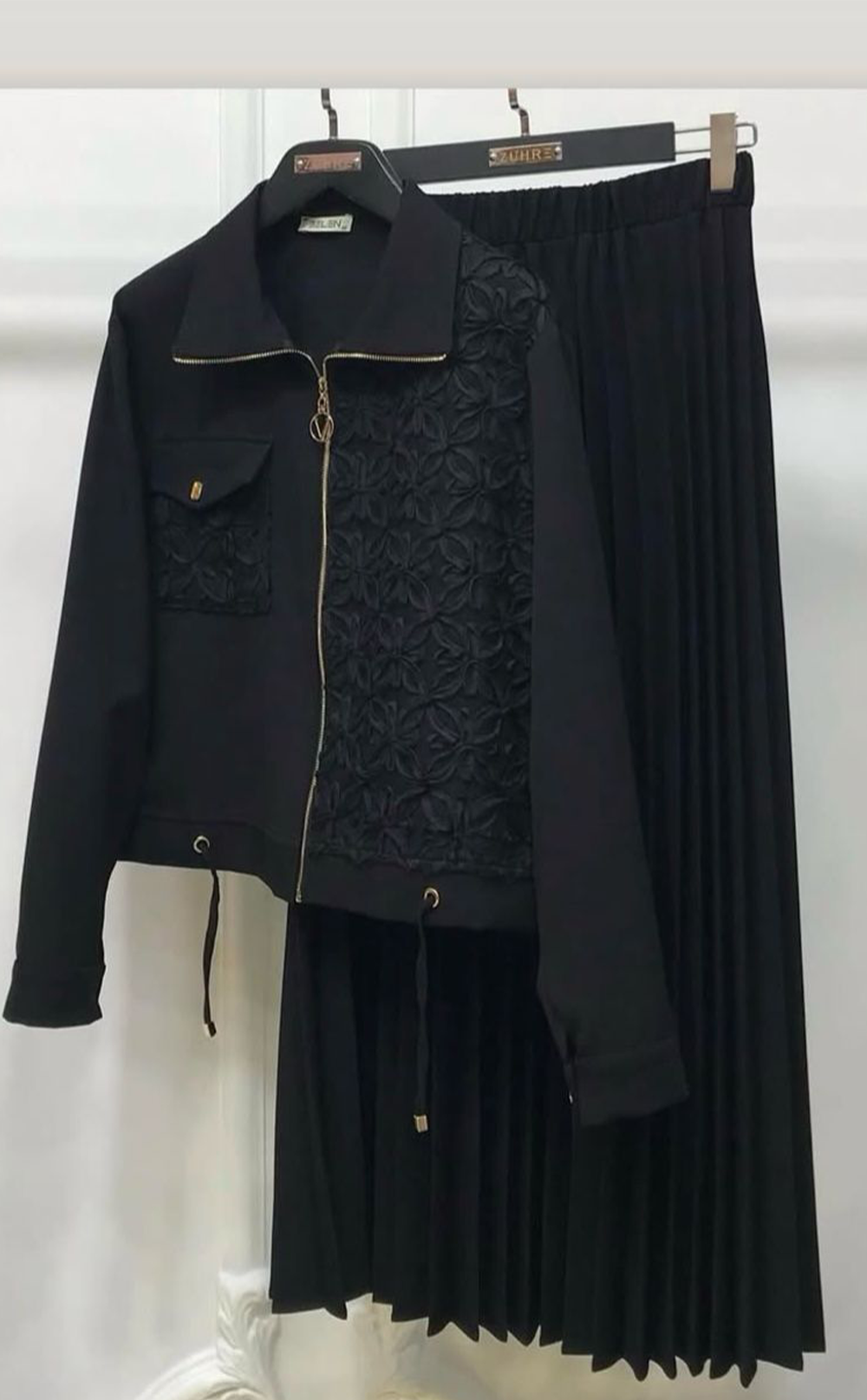 Krep Kumaş Etekli Takım Kadın