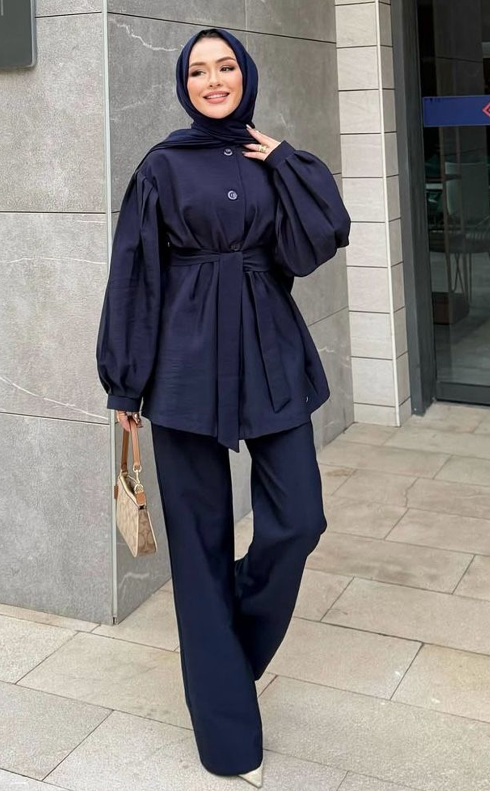 Kolları Piliseli Lacivert Kadın İkili Takım