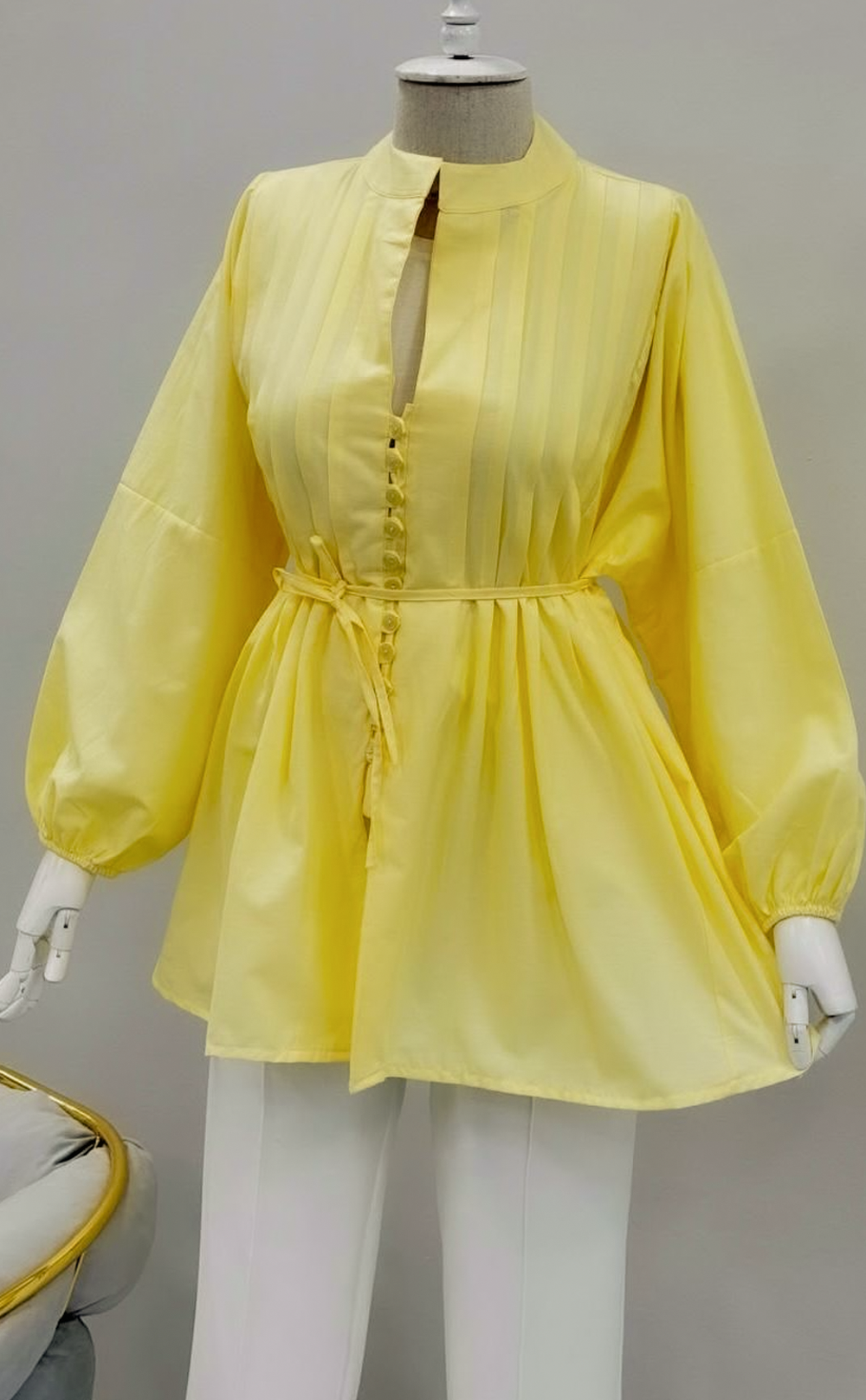 Nervür Detaylı Uzun Kadın Tunik Gömlek